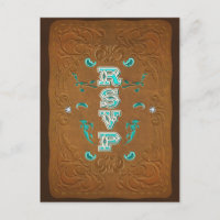 Western Rustic Brown Leather Look & Diamonds RSVP