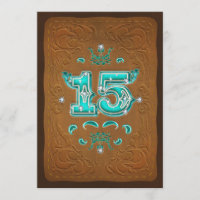 Western Rustic Brown & Turquoise FIFTEEN 15 Party