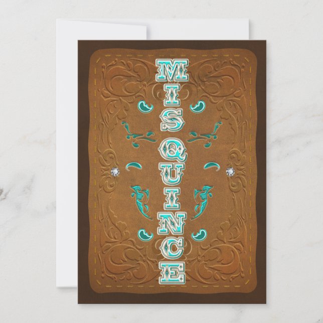 Western Rustic Brown & Turquoise MIS QUINCE 15 Invitation (Front)