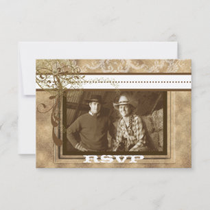 Western Rustic Chic Swirls Wedding RSVP
