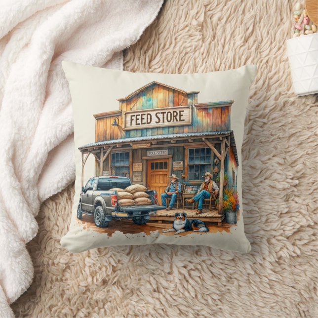 Western Rustic Country Feed Store  Cushion (Blanket)