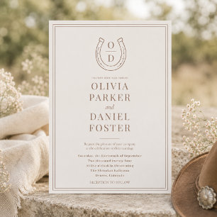 Western Rustic Country Monogram Wedding Invitation
