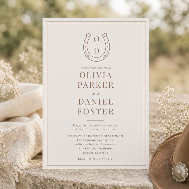 Western Rustic Country Monogram Wedding Invitation (Creator Uploaded)
