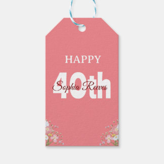 Western Rustic Country Wildflower 40th Birthday Gift Tags