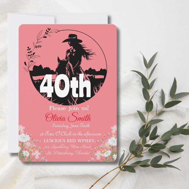 Western Rustic Country Wildflower 40th Birthday Invitation (Creator Uploaded)