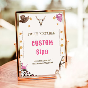 Western Rustic Cowboy Birthday Party Table Sign