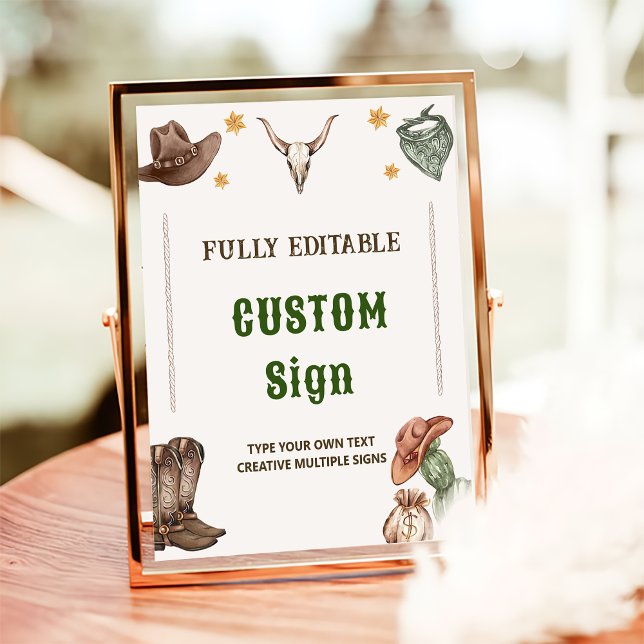 Western Rustic Cowboy Birthday Party Table Sign (Creator Uploaded)