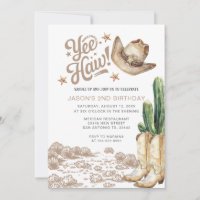 Western Rustic Cowboy Cactus Birthday