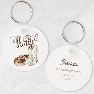Western Rustic Dirty Thirty 30th Birthday Party Key Ring