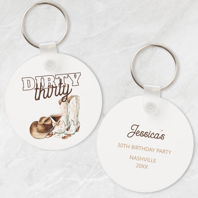 Western Rustic Dirty Thirty 30th Birthday Party Key Ring (Western Rustic Dirty Thirty 30th Birthday Party Keychain)