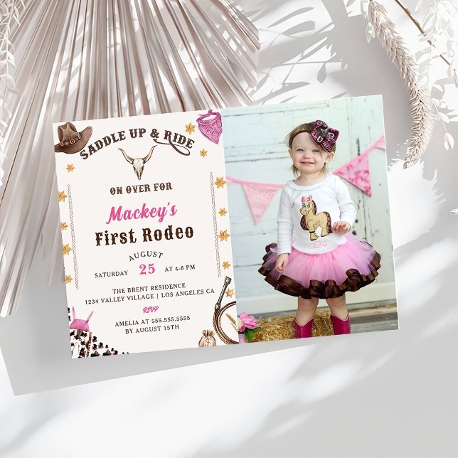 Western Rustic First Birthday Rodeo Photo Invitation (Creator Uploaded)