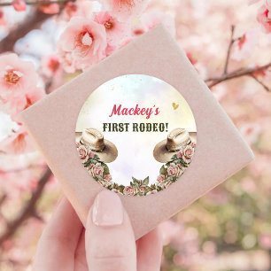 Western Rustic Floral  Birthday Party Classic Round Sticker