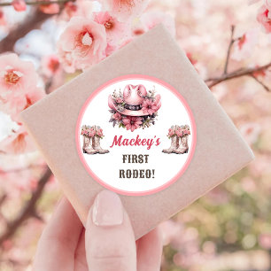 Western Rustic Floral Cowgirl Birthday Party Classic Round Sticker