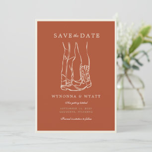 Western Rustic Modern Cowboy Boots Photo Save The Date