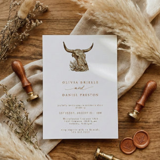Western Rustic Pampas Grass Boho Wedding Invitation