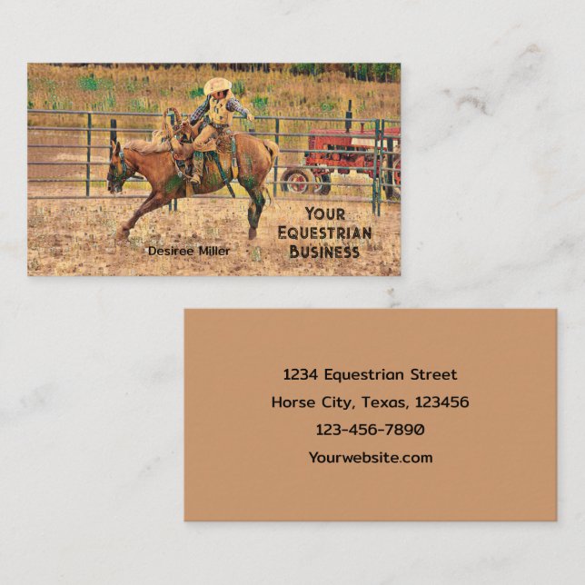 Western Rustic Rodeo Cowboy Horse Riding Business Card (Front/Back)