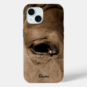 Western Rustic Vintage Brown Horse iPhone 15 Case