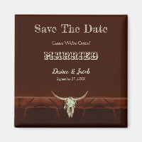 Western Rustic Wedding Bull Skull Save The Date