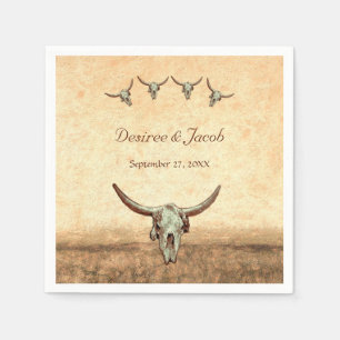 Western Rustic Wedding Country Cow Bull Skull Napkin