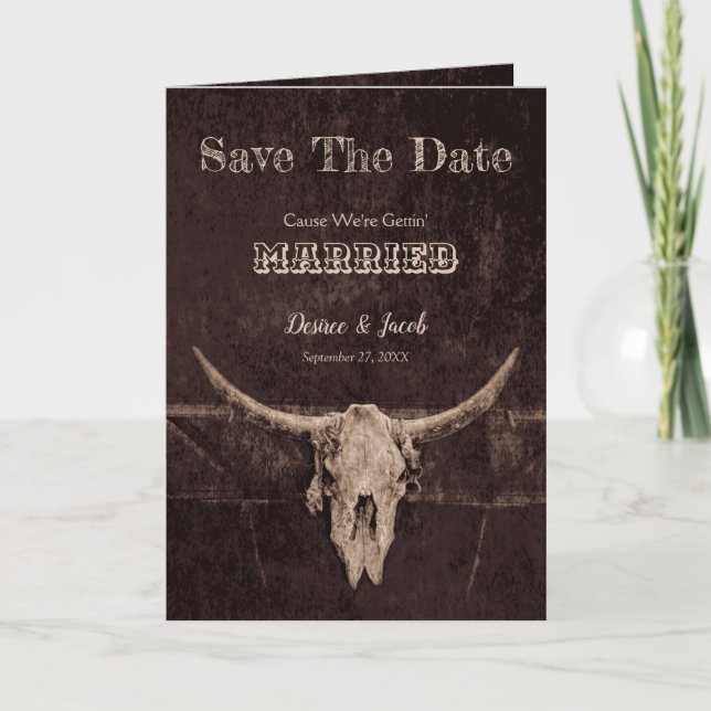 Western Rustic Wedding Vintage Save The Date Announcement (Front)