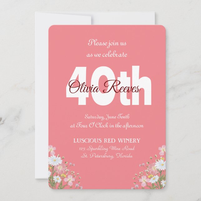 Western Rustic Wildflowers Personalised Birthday Invitation (Front)