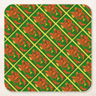Western saddle and cowboy boots print square paper coaster