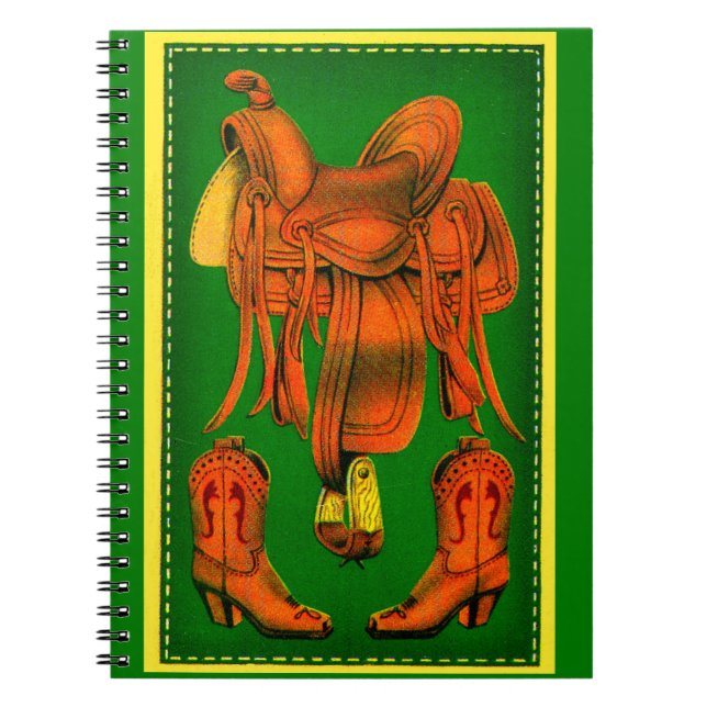 Western saddle and cowboy boots spiral notebook (Front)