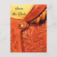 Western Saddle Country Wedding Save the Date