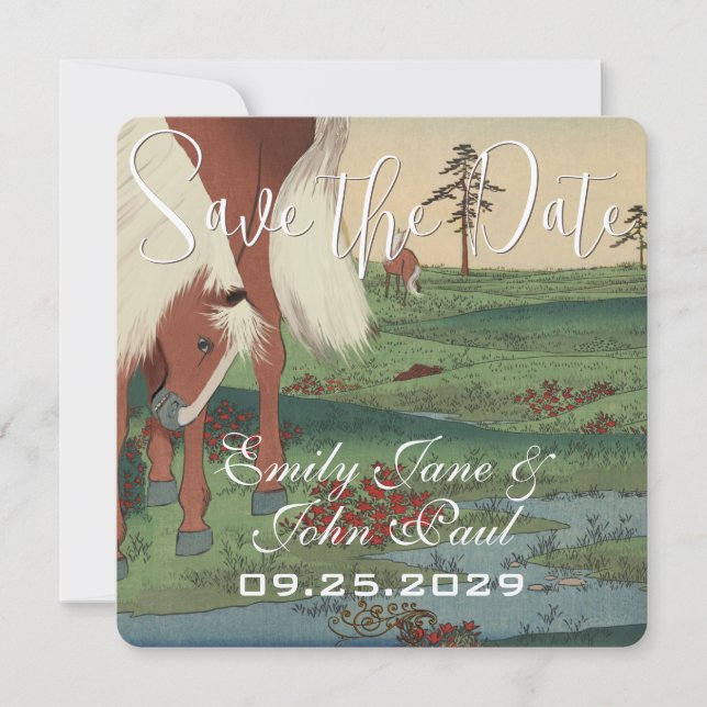 Western Saddle Horse Ranch Lodge Destination Save The Date (Front)
