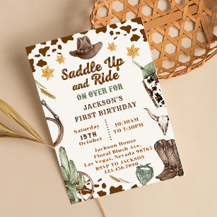 Western Saddle Up And Ride On Over For Birthday  Invitation