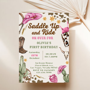 Western Saddle Up And Ride On Over For Birthday  Invitation