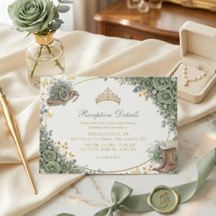 Western Sage Green Rose Golden Country Quinceañera Enclosure Card