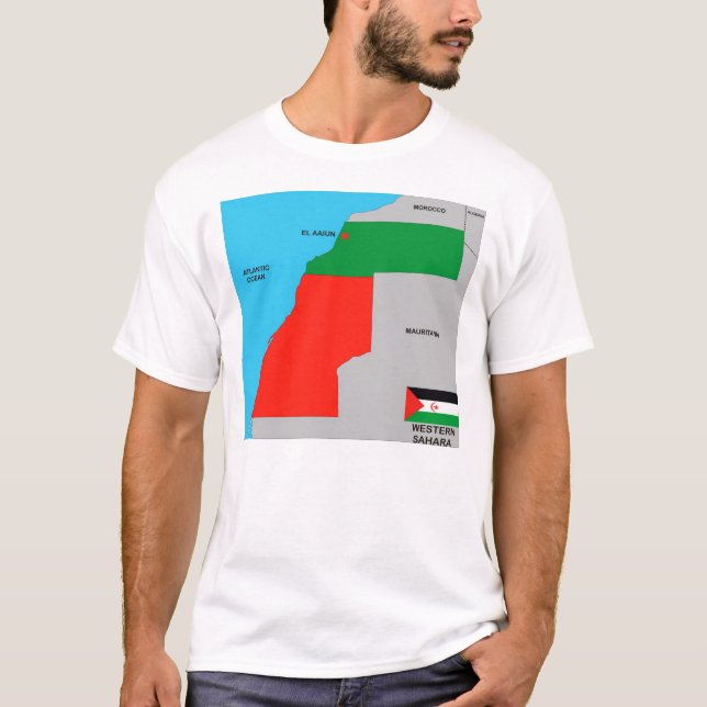 western sahara country political black map flag T-Shirt (Front)