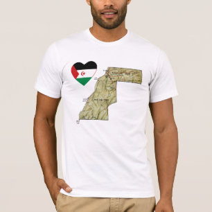 Western Sahara Flag Heart and Map T-Shirt