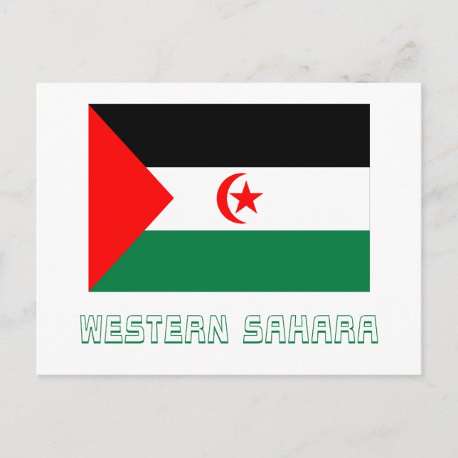 Western Sahara Flag with Name Postcard (Front)