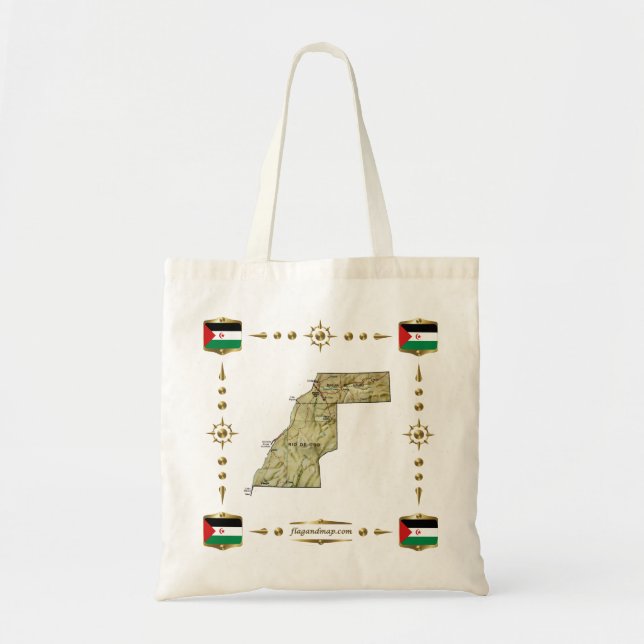 Western Sahara Map + Flags Bag (Front)