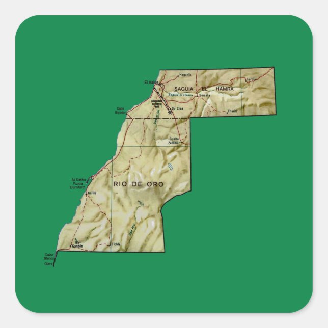 Western Sahara Map Sticker (Front)
