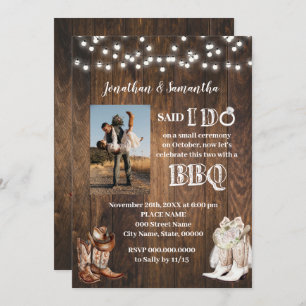 Western Said I do BBQ After Country Wedding Invitation