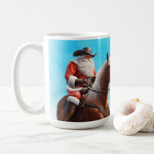 Western Santa Claus Riding a Horse Christmas Coffee Mug