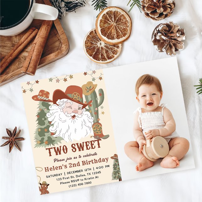 Western Santa Cookies Two Sweet Christmas Photo Invitation (Creator Uploaded)