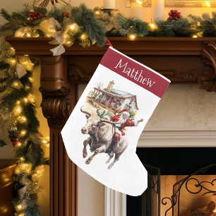 Western Santa Cowboy Christmas Southwestern  Small Christmas Stocking