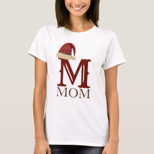 Western Santa Hat Monogram Mum Christmas T-Shirt