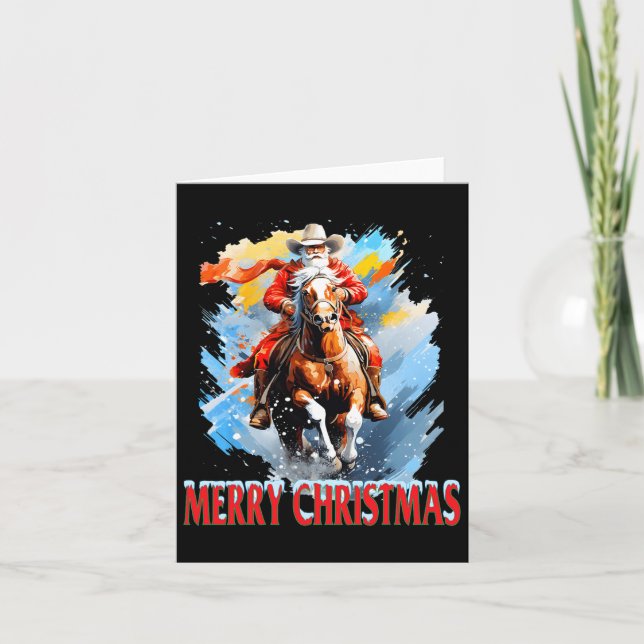 Western Santa Merry Christmas  Card (Front)