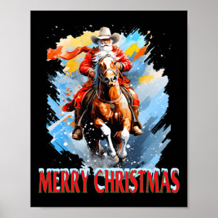 Western Santa Merry Christmas Poster