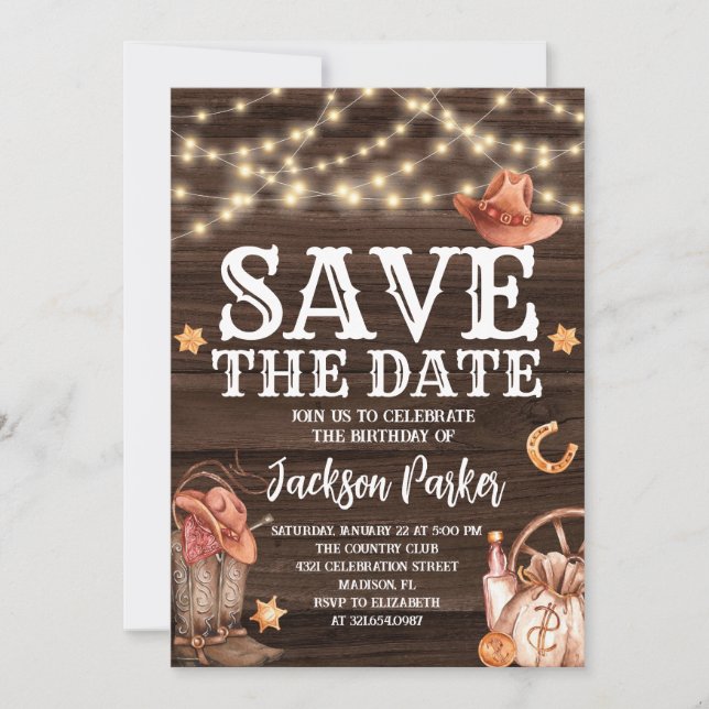 Western Save the Date Birthday Country Birthday Invitation (Front)