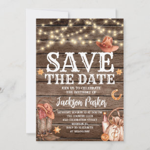 Western Save the Date Birthday Country Birthday Invitation