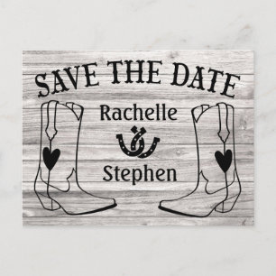 Western Save the Date Wedding Engagement Wood Announcement Postcard