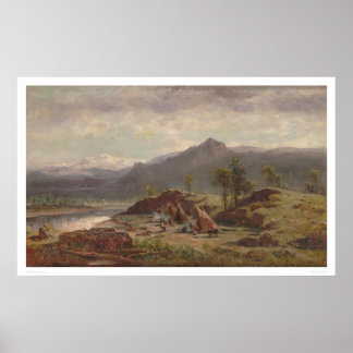 Western scene with Indian Camp (1275) Poster
