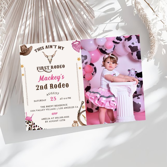Western Second Birthday 2nd Rodeo Rustic Photo Invitation (Creator Uploaded)
