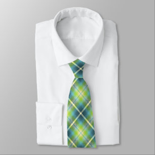 Western Shadow Plaid Teal and Lime Two-sided Tie